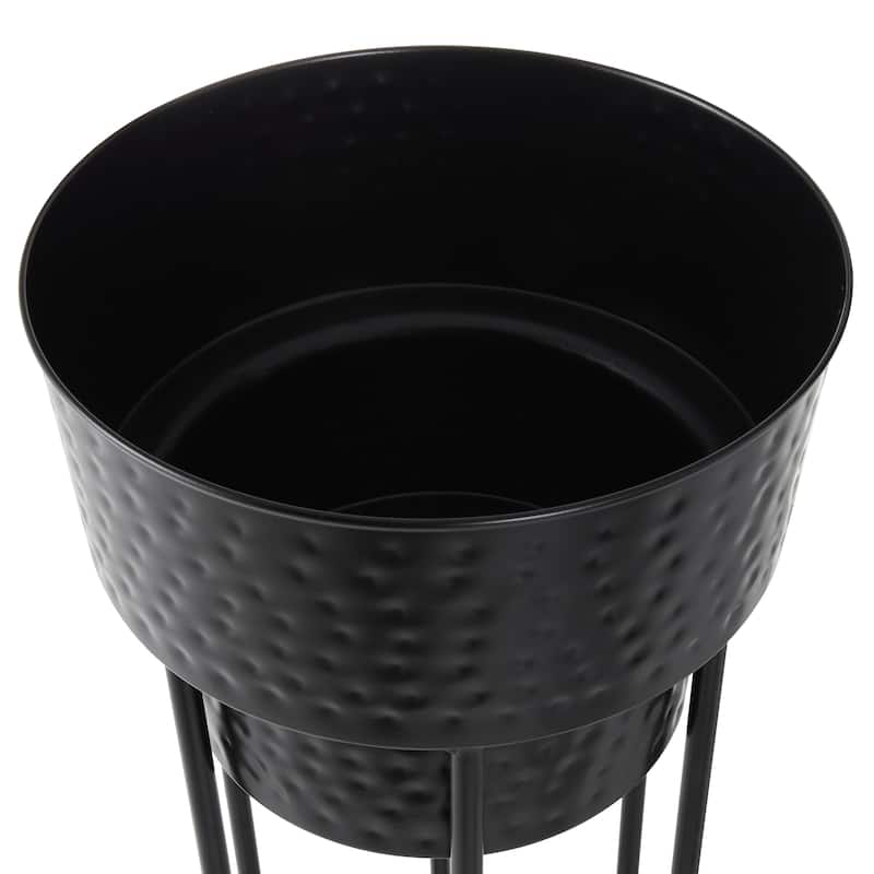 Metal Nesting Indoor Outdoor Planter with Open Framed Black Caged Base - Set of 3 Black - Roche River Decor