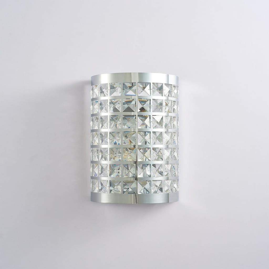Pasargad Home Rene Metal & Crystal Sconce Lights - W8.7"xD4.5"xH12"