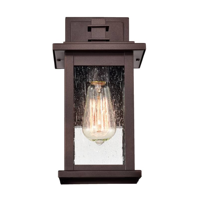 1-Light Exterior Light Fixtures Wall Mount in Oil Rubbed Bronze Finish with Seeded Glass(Bulb not included) - 12*7*6