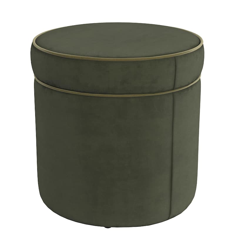 HomePop Ava Vevlet Ottoman with Storage - Loden Green Velvet