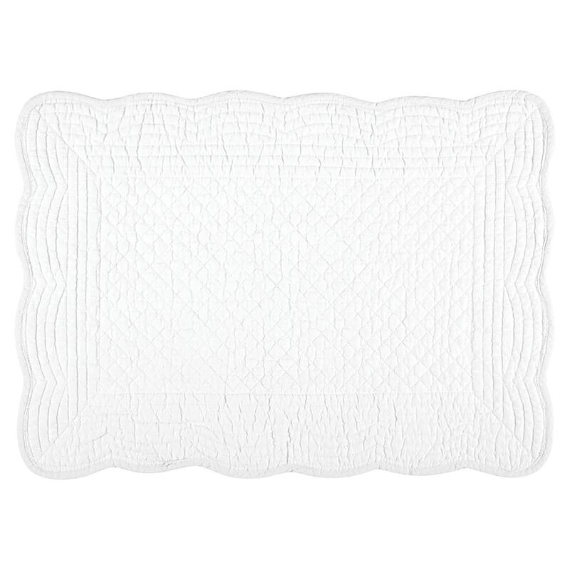 Boutis Quilted Placemat - Set of 4 - White - 14" x 20"