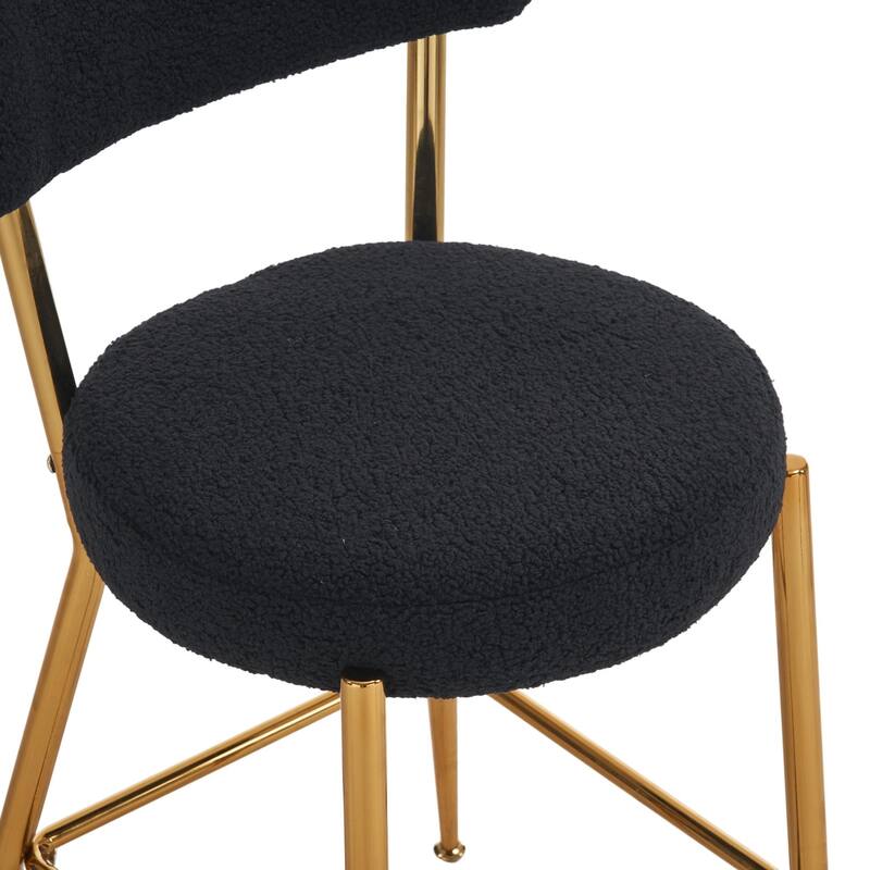 Set of 4 Modern Teddy Fabric Upholstered Bar Stools - Metal Base High Stools