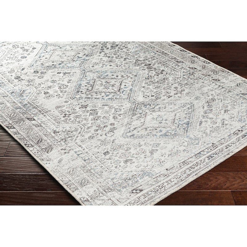 Livabliss Verninac Distressed Medallion Printed Washable Rug
