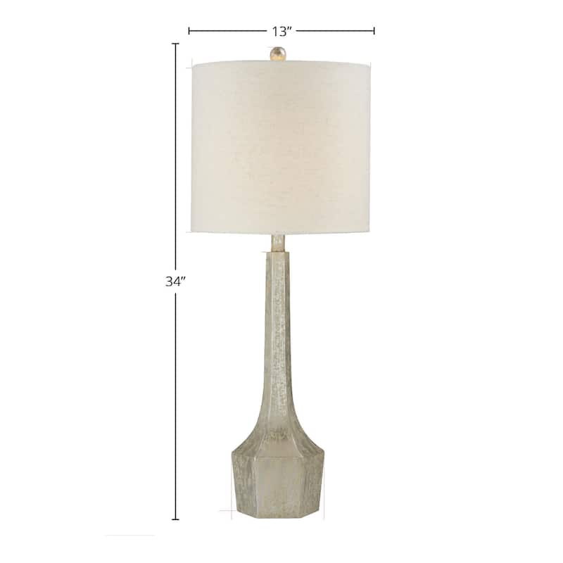 Maya 34" Table Lamp with Linen Shade, Silver (Set of 2)