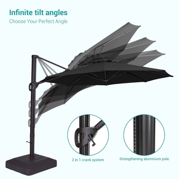 BONOSUKI 11-ft 360-degree Rotating Cantilever Patio Umbrella with