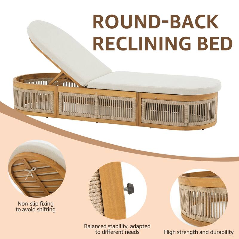 Outdoor Adjustable Acacia Wood Lounge Chair