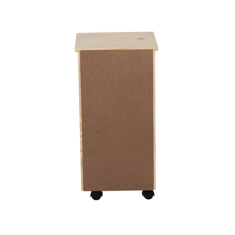 Wooden Storage Cabinet with Casters- 25.75" - Beige