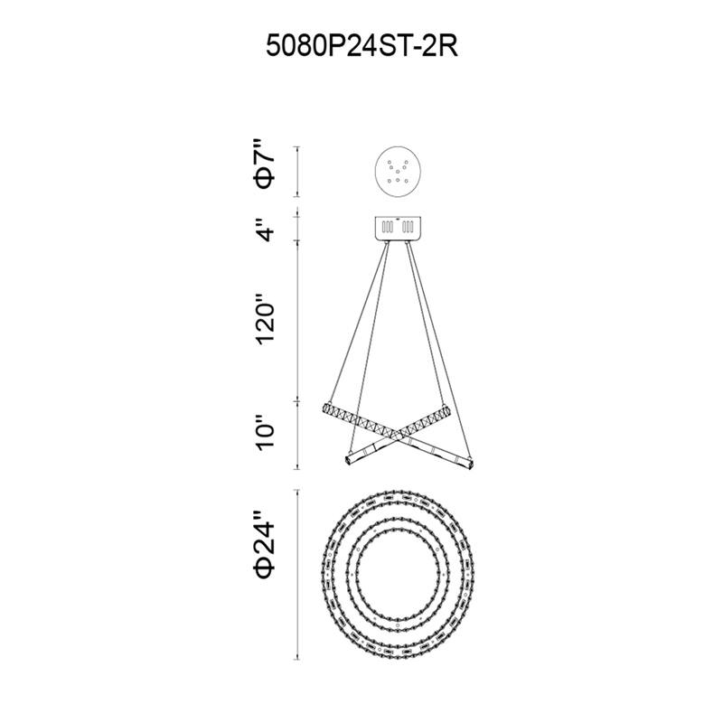 Ring LED Chandelier With Chrome Finish - Stainless Steel