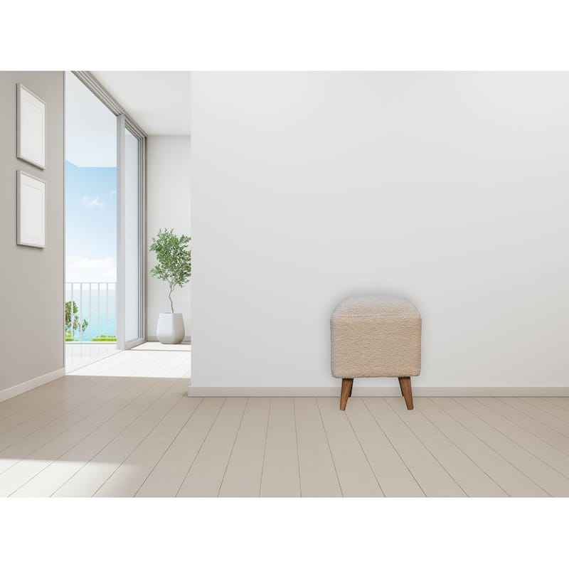 Cream Boucle Squoval Bench