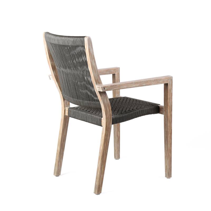 Madsen Solid Wood and Rope Outdoor Dining Chairs - Set of 2