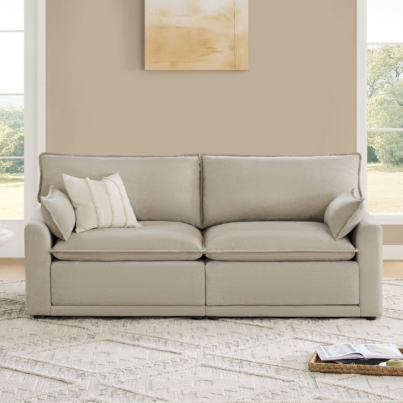 Spruce & Spring Modular Couch Oversized Sectional Sofa for Living Room - Taupe-2PC
