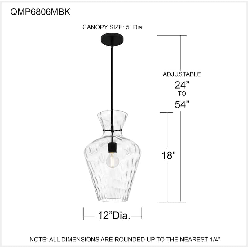 Hollis 1-Light Matte Black Pendant