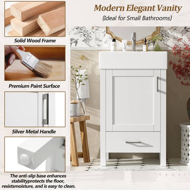 GDFStudio - Solis Wood & Ceramic Modern Bathroom Vanity with Sink & Drawer