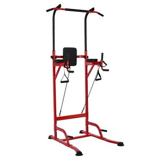 Full Body Power Tower Dip Stand Station Drawstring Push Up Rack Height ...