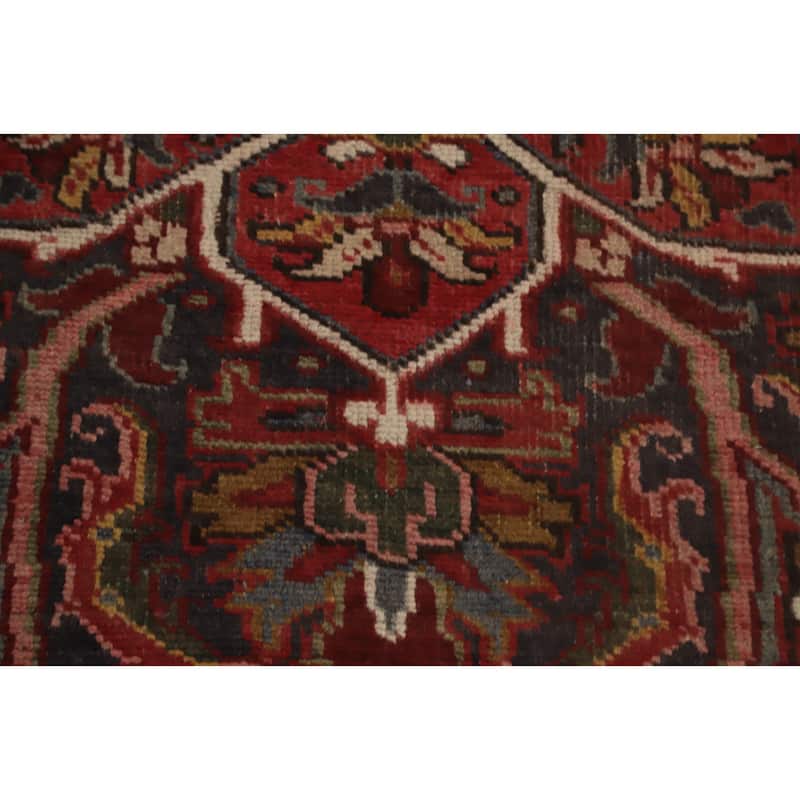 Hand Knotted Oriental 100% Wool Carpet Traditional Floral Red Heriz Area Rug - 10' 10'' X 8' 8''
