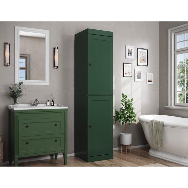 Palace Imports 100% Solid Wood 16.5" Bathroom Storage Cabinet with Shaker Doors and Adjustable Shelves - Green
