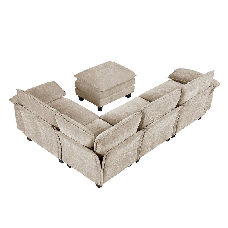 Fremont & Park Terra Chenille 5-Piece Modular Sectional Sofa - Ottoman