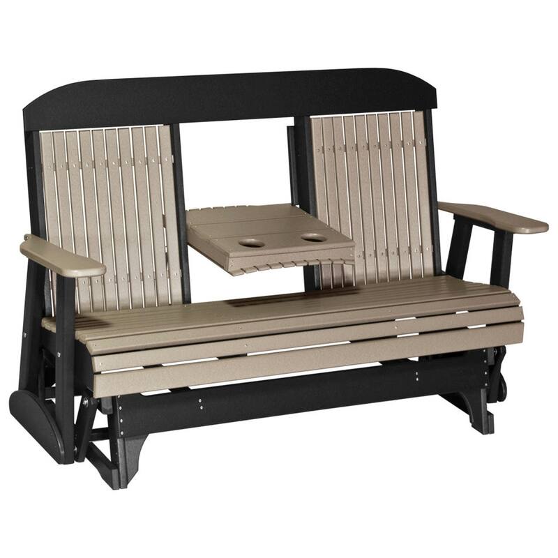 Outdoor All-Weather Poly Lumber Classic Glider - 5' - Weatherwood & Black
