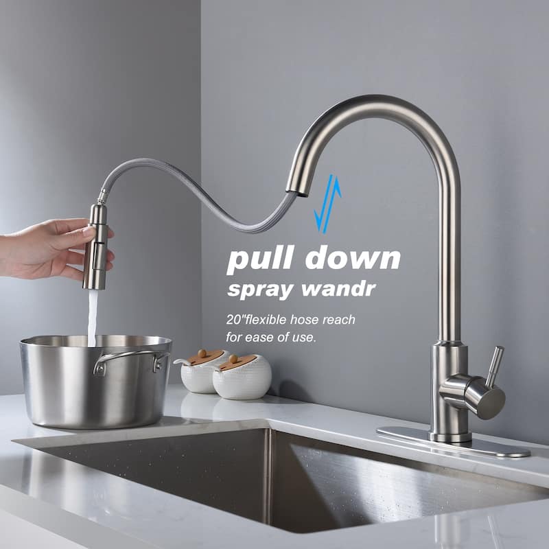 Touch On Kitchen Faucet w/Pull Down Sprayer Sensor Faucets for Kitchen