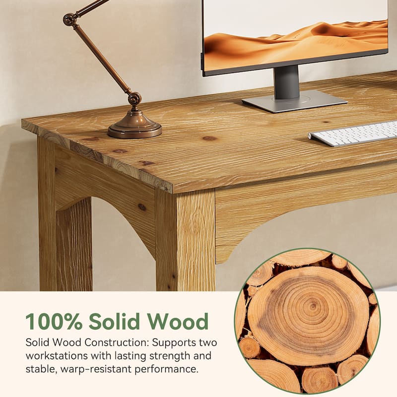 Solid Wood Two Person Desk, 79 Inch Extra Long Computer Desk
