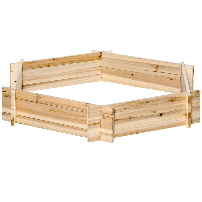 Outsunny 39'' x 36'' Screwless Raised Garden Bed, Hexagon Planter Box, Easy DIY Herb Garden for Vegetables Flowers