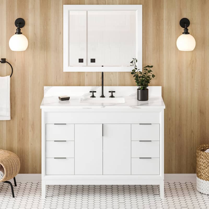 Jeffrey Alexander VKITTHE48R-QUARTZ Theodora II 48" Free Standing - White / Calacatta Vienna