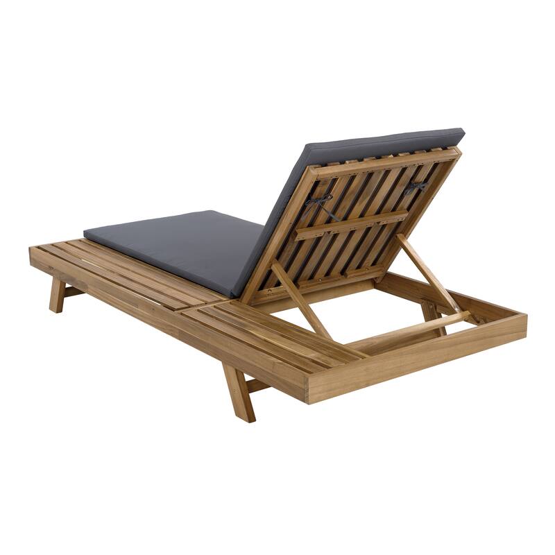 Lounge Chair Set with Open-Sided Design Black Lacquered Locust Wood Frame with Waterproof Cushions