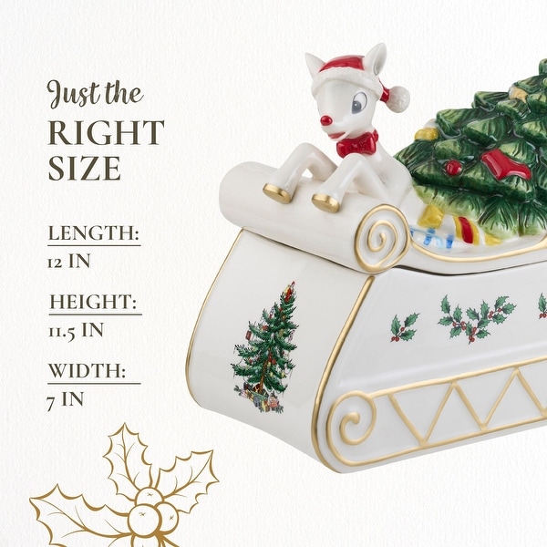 Spode Christmas Tree Rudolph Cookie Jar - 12