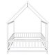preview thumbnail 24 of 24, Full Wood Size Floor Bed with Frame, Platform Bed with Guardrails,House Roof