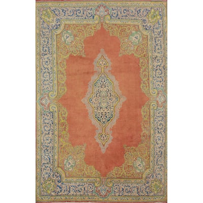 Hand Knotted Oriental 100% Wool Carpet Traditional Floral Oranges & Rust Kerman Area Rug - 12' 0'' X 8' 9''