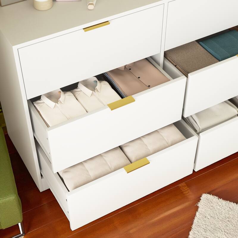 Modern 6 Drawer Dresser, 47" Wide Storage Cabinet, Wooden Chest of Drawers for Bedroom and Entryway