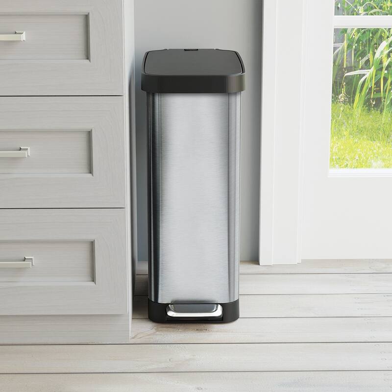Glad Slim Stainless Steel Step Trash Can