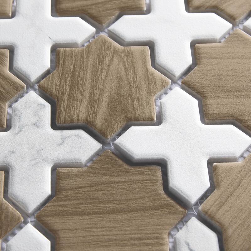 Merola Tile Llama 2" Star Noce w/Calacatta Cross 11-7/8" x 11-7/8" Porcelain Floor and Wall Tile