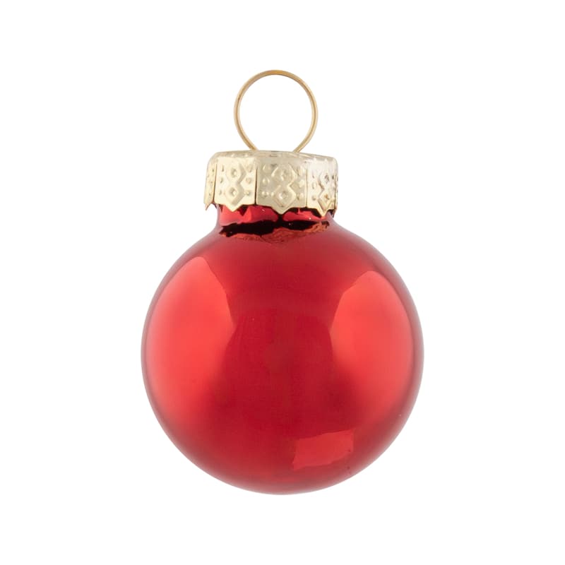 40ct Shiny Glitter Matte Red Glass Ball Christmas Ornament Set 1" 2.5"