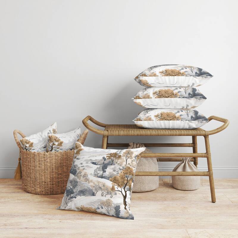 Leaf Magic Stories Faux Suede Reversible Throw Pillow Copper and Grey