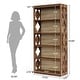 preview thumbnail 13 of 11, 6-Tier Rustic Bookshelf, 70-Inch Wooden 5 Shelf Bookcase - 11.81"D x 31.5"W x 70.47"H