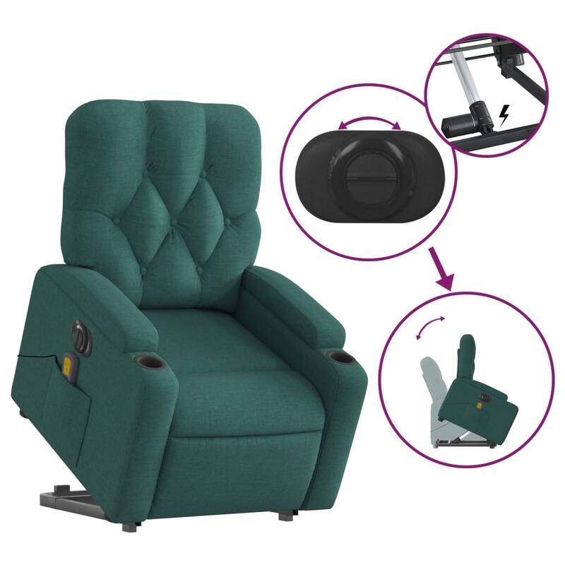 vidaXL Stand up Massage Recliner Chair Power Lift Wingback Armchair Fabric