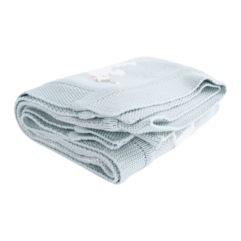 40"L x 32"W Cotton Knit Baby Blanket with Dog