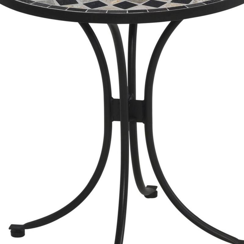 Laguna Black Outdoor Bistro Table with Marble Tile Top