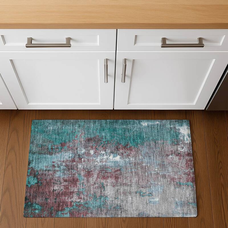 Premium Washable Super Soft Abstract Chic Mayfield Rug - Turquoise - 1'8" x 2'6"