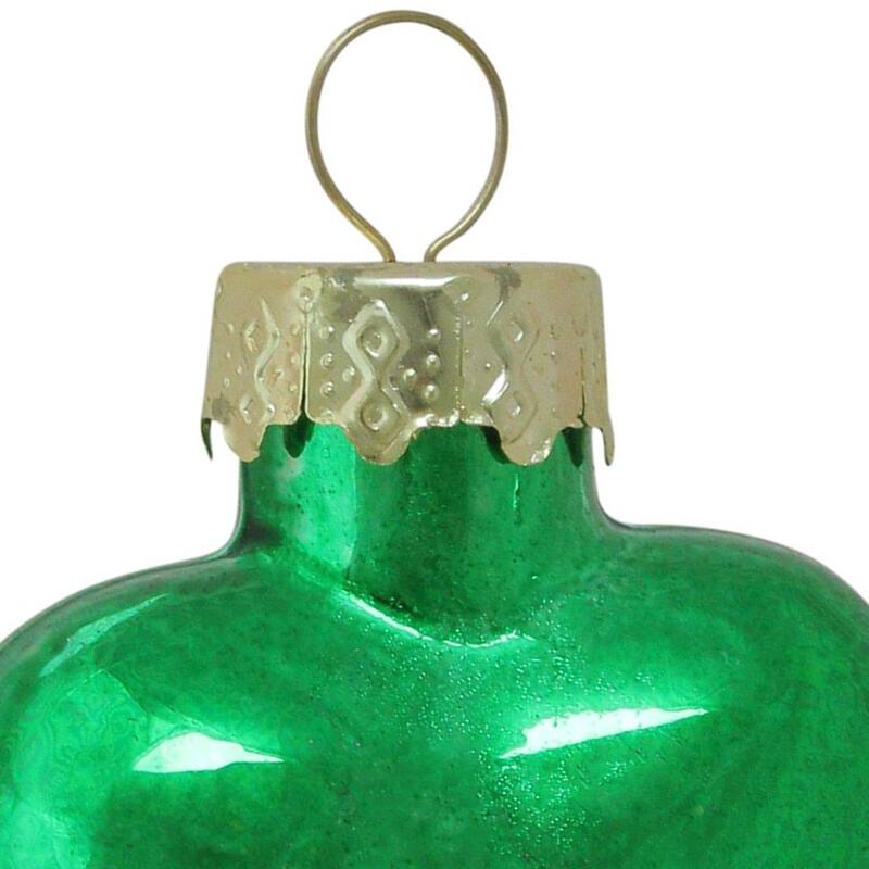 Shiny Finish Glass Heart Christmas Ornaments 1.75" (45Mm) Green 56Ct