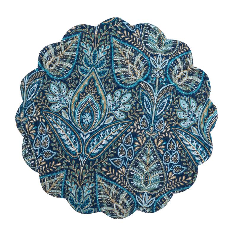 Bailey Blue Round Quilted Placemat Set 6