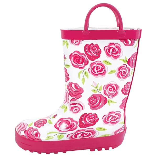 slide 1 of 1, Hudson Baby Infant Girl Rain Boots, Pink Roses 8T - Medium - Pink Roses