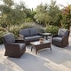 preview thumbnail 3 of 24, 5-Piece Outdoor Rattan Seating Set with Swivel Chairs & Coffee Table
