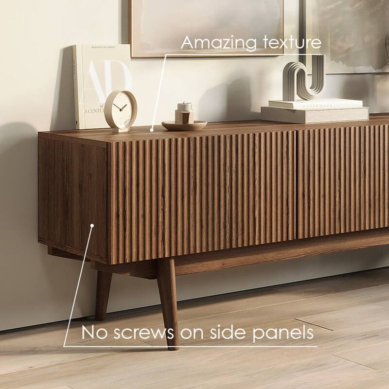 Living Skog Kelly TV Stand Console Fits TV's up to 65 in. with Wood Legs in Mid Century Modern Scandinavian Design
