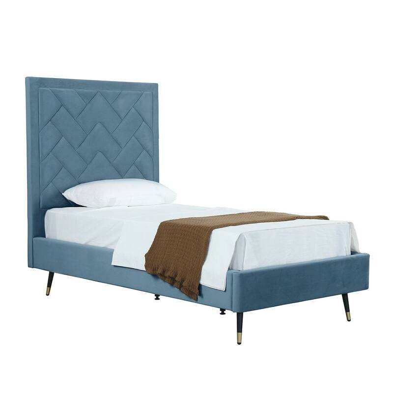 Manhattan Comfort Crosby Modern Velvet Upholstered Bed