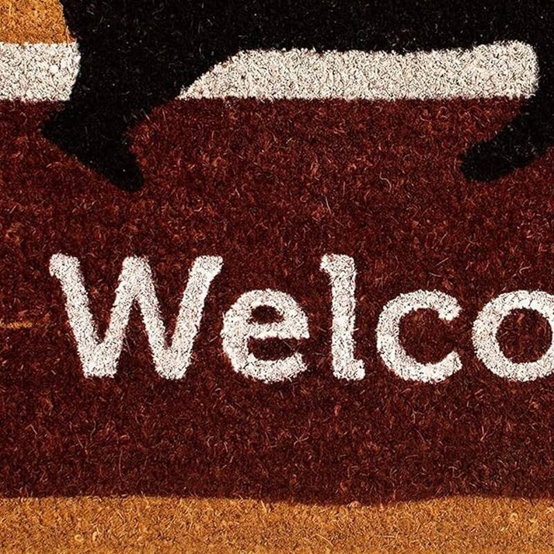 HomeRoots 17" X 29" Natural Black And Brown Bear Welcome Outdoor Coir Door Mat - 17' X '29
