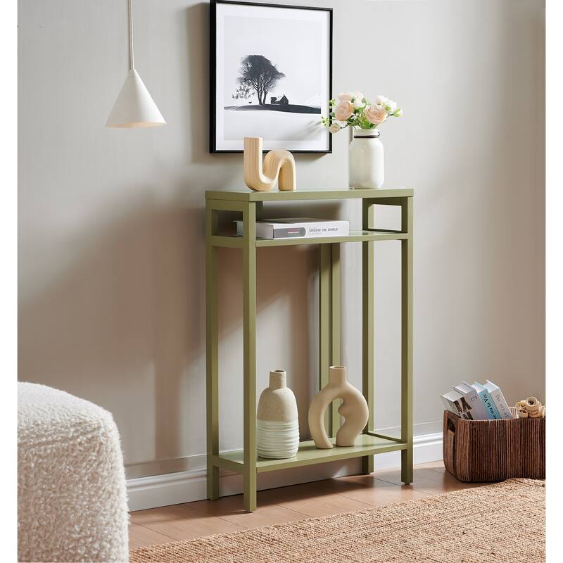 Bisbee Wood 22-inch Console Table with Two Shelves - 22"L x 8"W x 32"H - Lemon Pepper