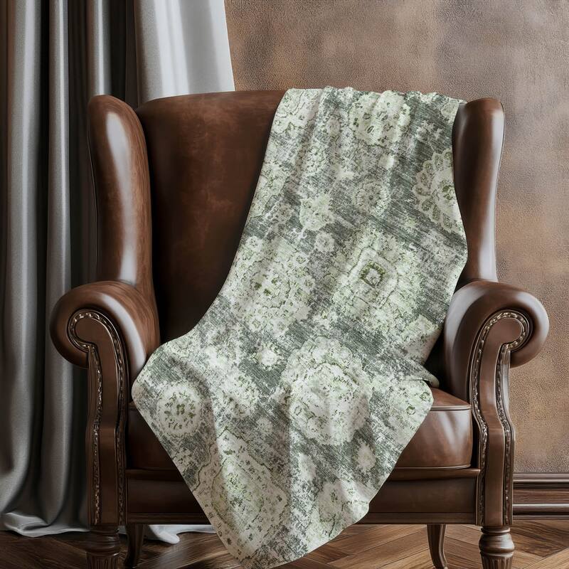 Premium Machine Washable Vintage Persian Sherpa Throw Blanket