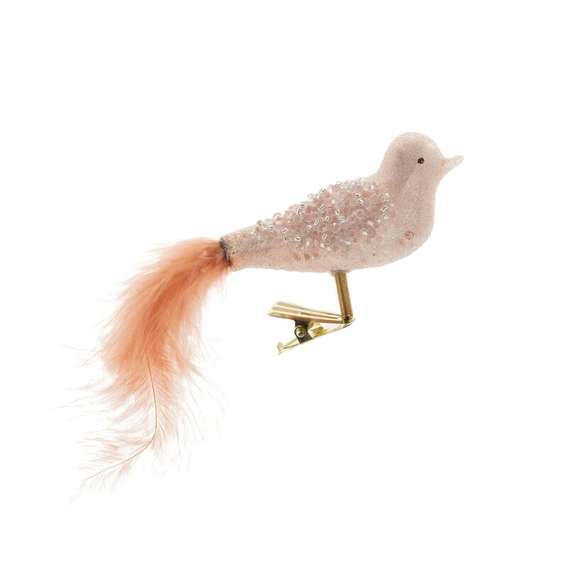 Beaded Glass Bird Christmas Ornaments - 6" - Pink and Purple - 12ct